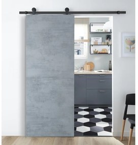 Porta scorrevole reversibile Cemento in mdf grigio, L 92.5 x H 211.5 cm, con binario Industrial
