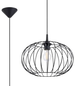 Sollux SL.1185 - Lampadario a sospensione con filo TSUNO 1xE27/15W/230V nero