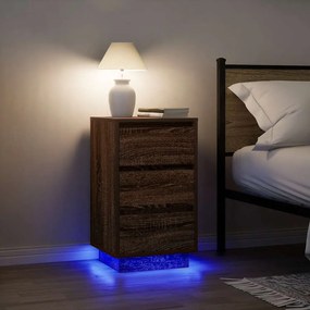 Comodino Con Luci Led Rovere Marrone 38x34x65 Cm /