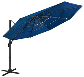 Ombrellone Da Giardino 4 Livelli Palo İn Alluminio Azzurro 3x3m /