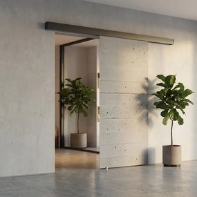 Porta scorrevole destra Cemento in vetro grigio, L 88 x H 215 cm, con binario Meli
