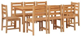 Set da Pranzo per Giardino 9 pz in Legno Massello di Teak