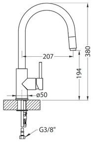 ALVEUS 1129021 - Miscelatore cucina DELOS 38 cm con doccetta estraibile, cromo l