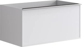 Mobile da bagno sospeso sotto lavabo Pixel frame 1 cassetto L 80 x H 40 x P 45.5 cm bianco laccato opaco, con maniglia alluminio brillante