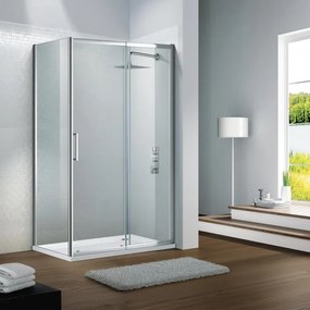 Porta doccia scorrevole Slimline L 120 x H 195cm, Sp. 6 mm in vetro vetro senza finitura / trasparente profilo cromo