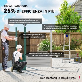 Capanno Porta Attrezzi 249x121x183 cm con 2 Prese d'Aria e Chiavistello in Acciaio Verde...