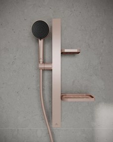 Asta doccia IDEAL STANDARD Alu+ 2 funzioni quadrato in alluminio oro rosa L 60 x  P 15.7 cm