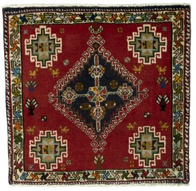 Shiraz Tappeto 60 x 60 Rosso (Iran) Annodato A Mano