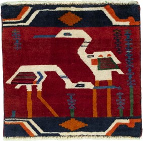 Shiraz Tappeto 50 x 60 Rosso (Iran) Annodato A Mano