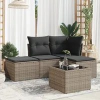 Set Divano da Giardino 5 pz con Cuscini Grigio in Polyrattancod mxl 111616