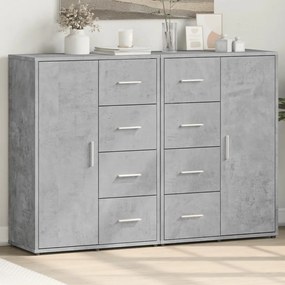 Credenze 2 pz grigio cemento 60x31x84 cm in legno multistrato