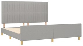 Giroletto con testiera grigio chiaro 180x200 cm in tessuto