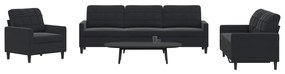 Set Di Divani 4 Pz Con Cuscini Nero İn Velluto /