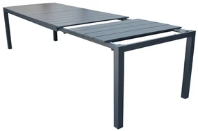 ALASKA - set tavolo in alluminio cm 214/280 x 100 x 75,5 h con 8 poltrone Aulus