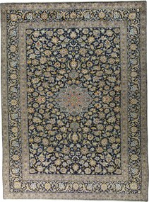 Kashan Tappeto 290x380 Blu (Iran) Annodato A Mano