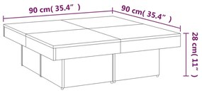 Tavolino da Salotto Rovere Marrone 90x90x28cm Legno Multistrato