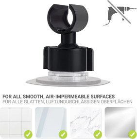 Supporto per soffione doccia senza foratura nero opaco in plastica Libertà – Wenko