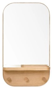Specchio da parete con appendino e ripiano in legno di quercia Butler, 41 x 73,5 cm Silent - Wireworks