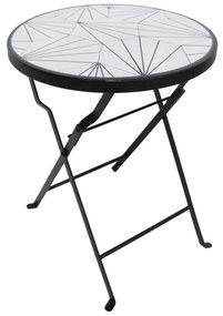 Tavolino portavaso tondo geometrico bianco