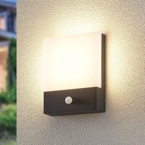 Lindby applique a LED Vanira, antracite, alluminio, sensore, IP54 Vanira, Nero, Alluminio, Moderno