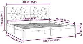 Giroletto Nero in Legno Massello di Pino 200x200 cm