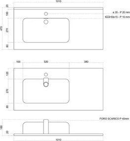 Mobile bagno sospeso 100 cm con 2 cassetti e lavabo in ceramica DELIA3 Bianco