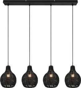 Reality - Lampadario sospeso con cavo SPROUT 4xE14/30W/230V nero/rattan
