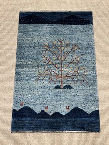 Loribaft Tappeto 60x90 Blu (Iran) Annodato A Mano