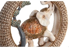 Statua Decorativa DKD Home Decor Elefante Beige Azzurro Metallo Resina Coloniale (19,5 x 6,3 x 25,5 cm) (2 Unità)