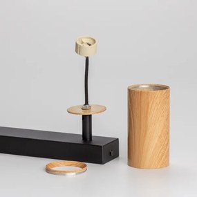 Brilagi - Faretto SELE 2xGU10/30W/230V nero/decorazioni in rovere