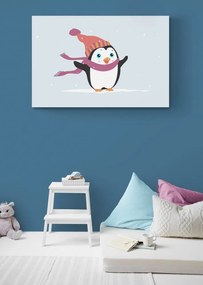 Stampa su tela – Pinguino carino con cappello