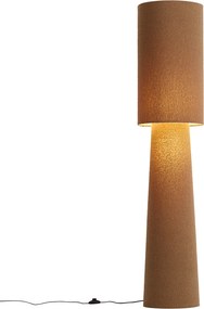 Lampada da terra Japandi marrone in tessuto teddy a 2 luci - Trombet