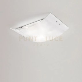 Michela p/m metallo e vetro bianco finitura cromo 2 luci attacco e2...