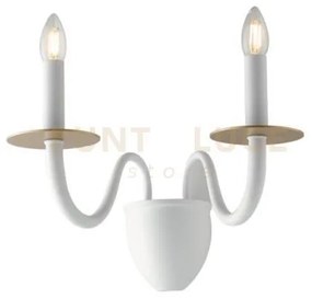 Applique a parete armstrong bianca e oro 2 luci attacco e14 45x26x3...