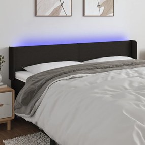 Testiera A Led Nera 203x16x78/88 Cm İn Tessuto /