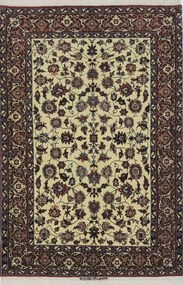 Isfahan Tappeto 90x150 Beige (Iran) Annodato A Mano