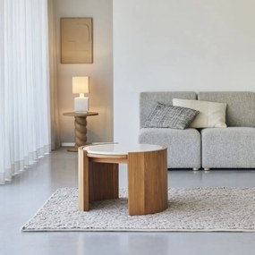 Tikamoon - Tavolino in legno di teak e marmo 66 Virgile