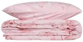 Set copripiumino e federa rosa in cotone renforcé per letto singolo 140x200 cm Elena – Mijolnir