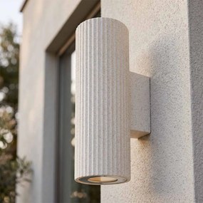 Applique Cilindrica in Cemento Chiaro Rigato GU10 IP65 - NOVILUMIO