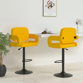Sgabelli Da Bar 2 Pz Giallo Senape İn Tessuto /