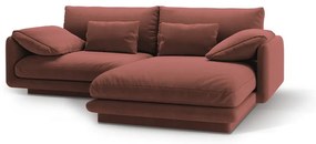 Divano angolare rosa (con penisola a destra/con chaise lounge) con rivestimento in velluto Torino – Micadoni