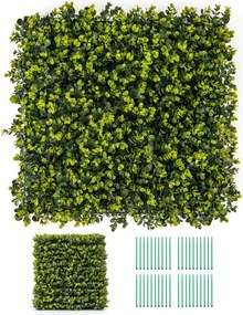 Costway Set di 12 pannelli di siepe artificiale per pareti da giardino, Pannelli decorativi da 50 x 50 cm Verde