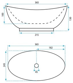 REA-U6803 - Lavabo da appoggio KATE 24,5x36,5 cm ceramica/bianco lucido