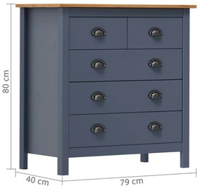 Credenza hill grigia 79x40x80 cm in legno massello di pino