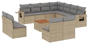 Set divano da giardino 12 pz con cuscini beige misto polyrattan