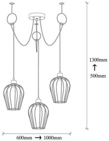 Lampada a sospensione nera per 3 lampadine Tel Chain - Opviq lights