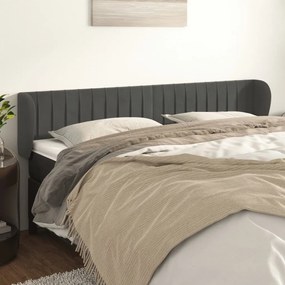Testiera Ad Orecchio Grigio Scuro 163x23x78/88 Cm İn Velluto /