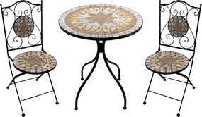 NISA - set due sedie pieghevoli e tavolo rotondo con decori