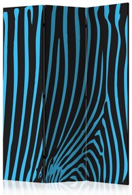 Paravento Motivo zebra (turchese) (3-parti) - composizione a strisce blu