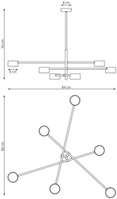 Lampadario da soffitto in acciaio NATSU 6 nero 6xGX53